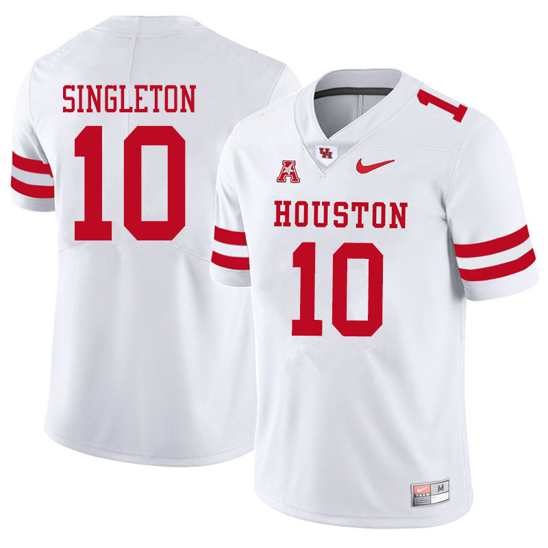 Men #10 Jeremy Singleton Houston Cougars College Football Jerseys Sale-White